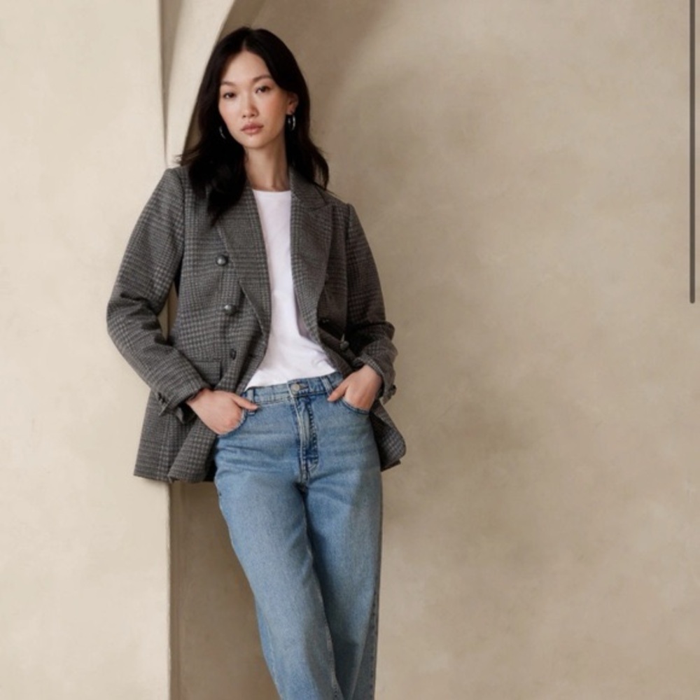 Banana Republic Factory | Icon Blazer in Gray Plaid